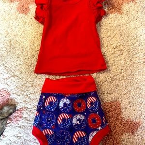 Ruffle shirt with 4th of July booties
